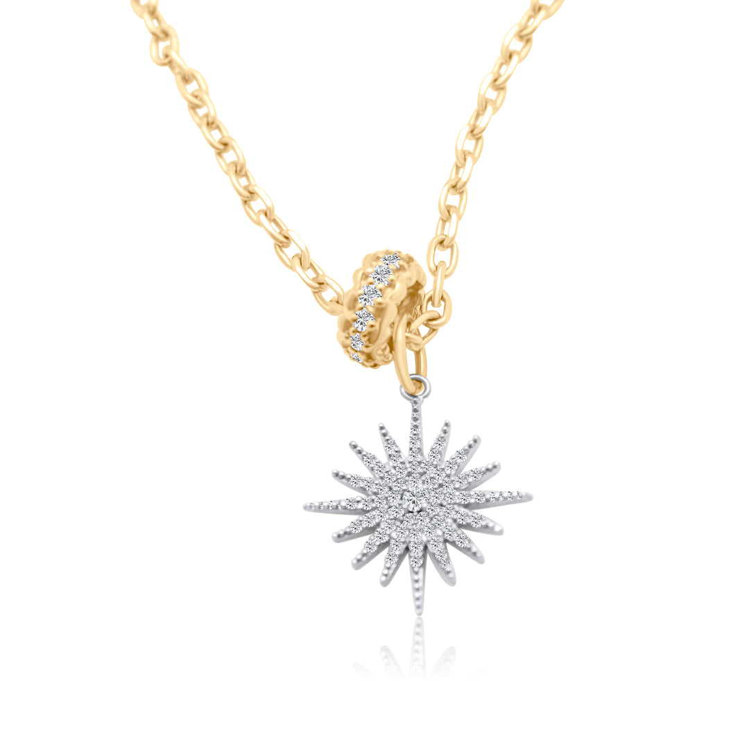 Two Tone Diamond Starburst Charm