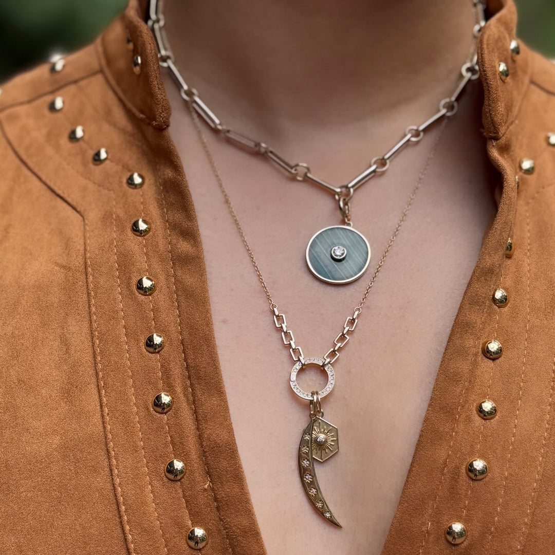Diamond Stardust Crescent Charm
