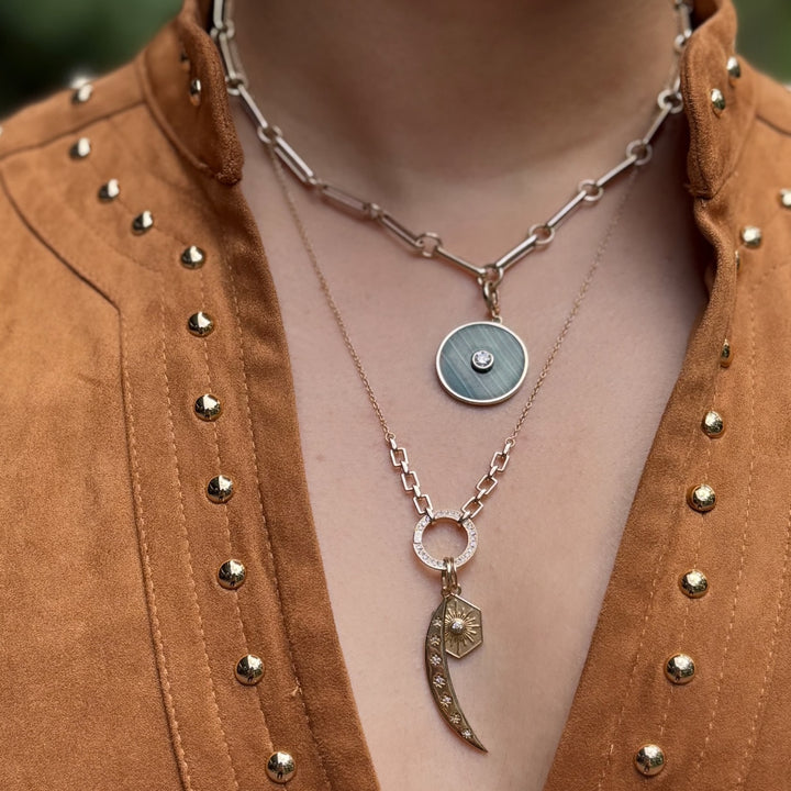 Diamond Stardust Crescent Charm
