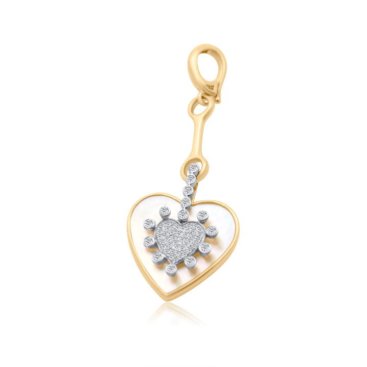 Extended Mother of Pearl Diamond Heart Charm