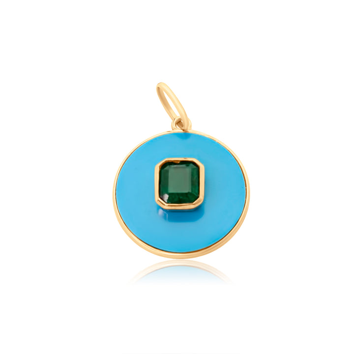 Turquoise Bezel Emerald Disc Charm