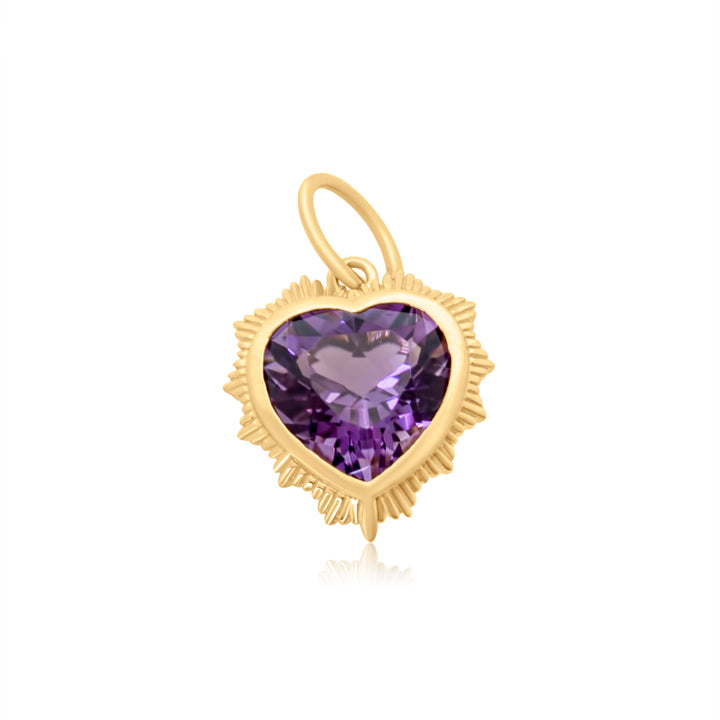 Vintage Amethyst Heart Charm