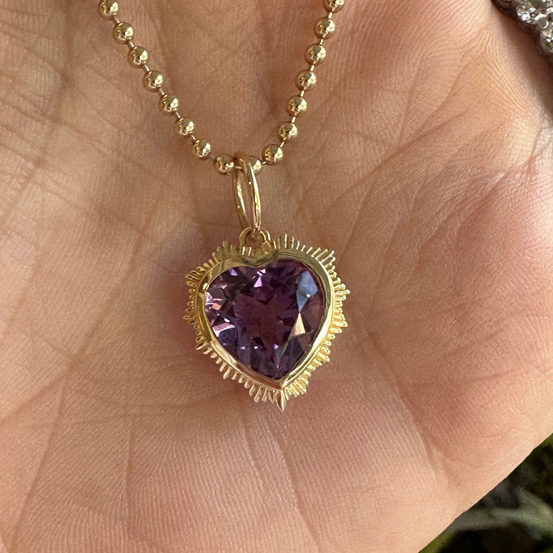 Vintage Amethyst Heart Charm