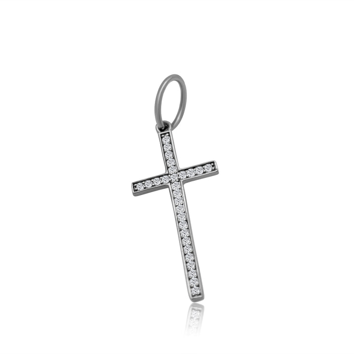 Elongated Diamond Cross Charm