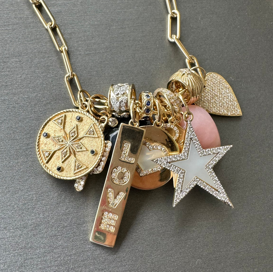 Mother of Pearl Diamond Star Charm