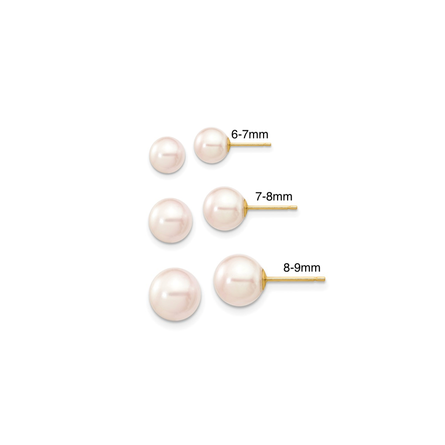 Round Pearl Stud Earrings