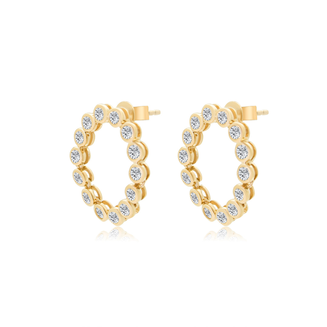 Bezel Diamond Circle Studs