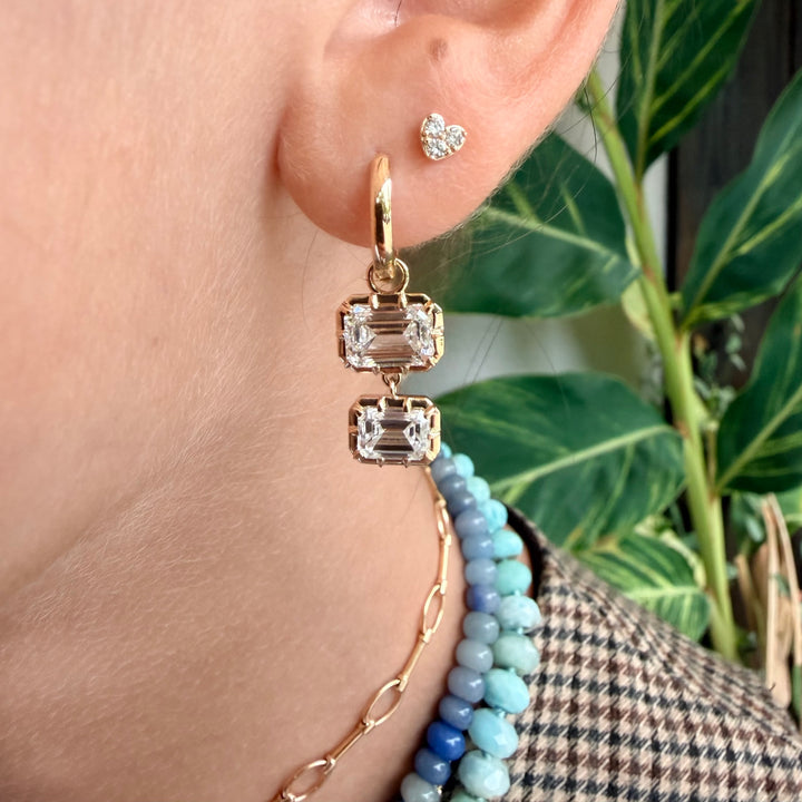 Mini Three Diamond Heart Studs