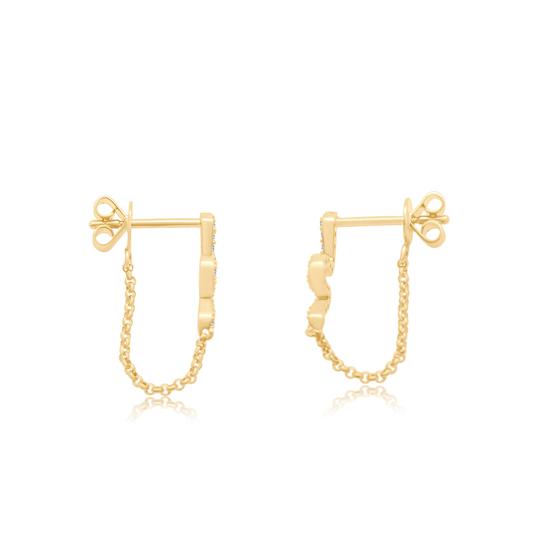 Diamond Emerald Snake on Chain Studs