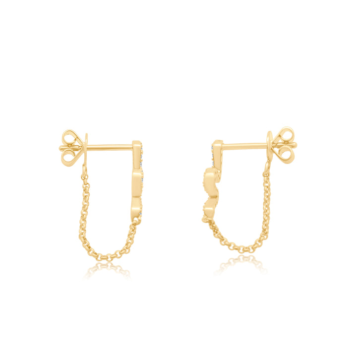 Diamond Emerald Snake on Chain Studs