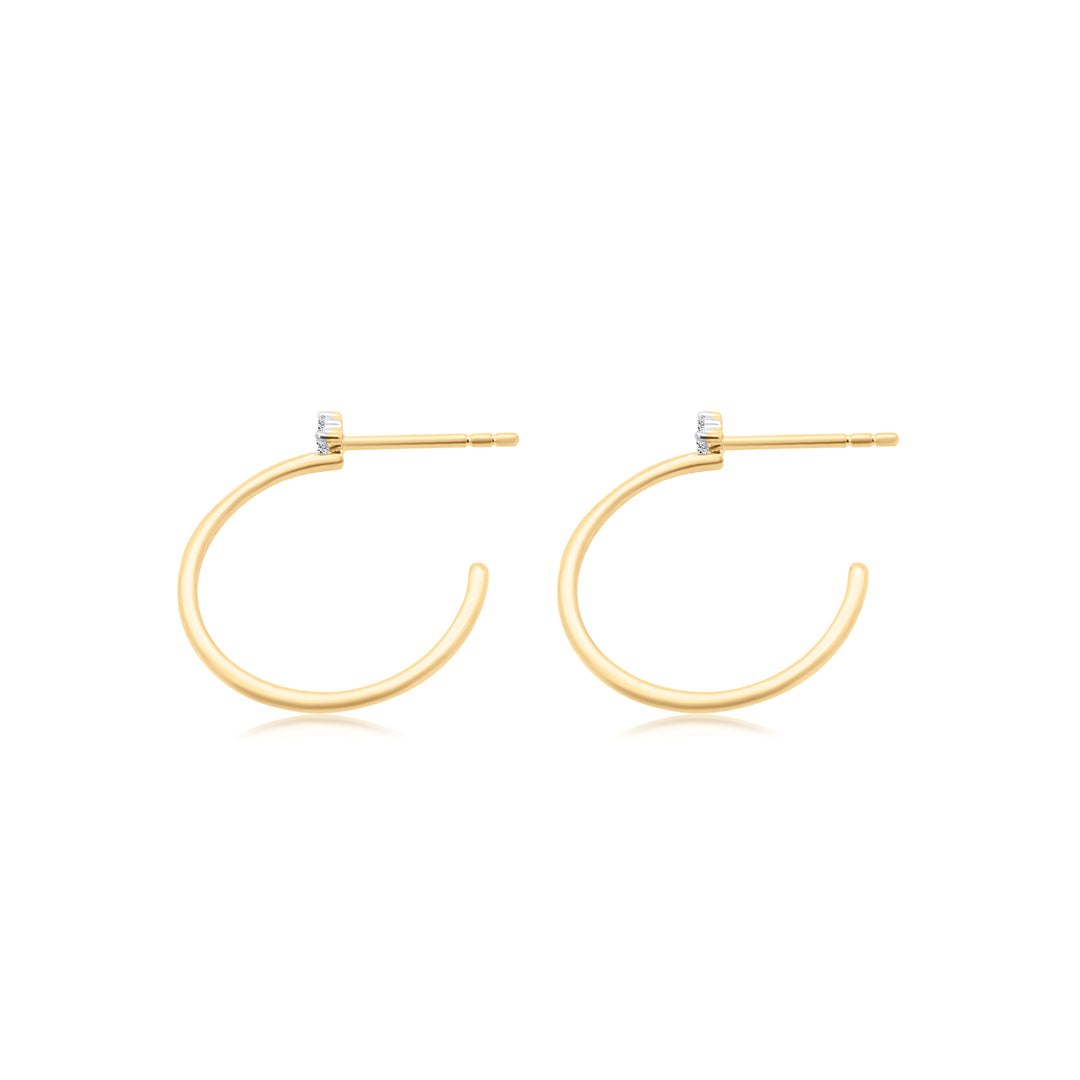Half Gold Hoop Diamond Holly Studs