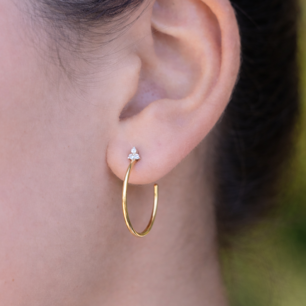 Half Gold Hoop Diamond Holly Studs