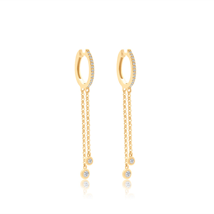 Diamond Huggies with Double Diamond Chain