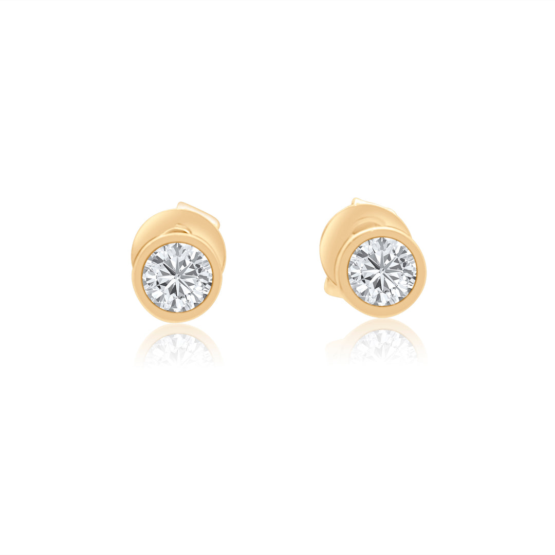 Bezel Diamond Stud Earrings