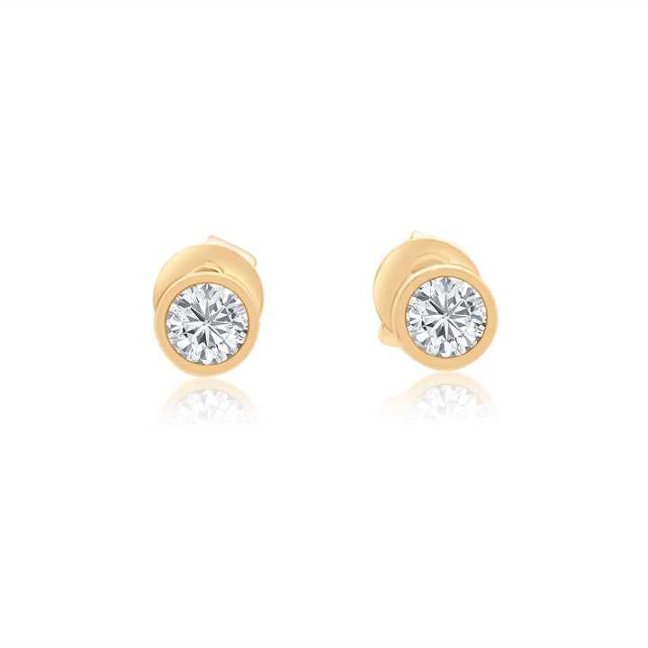 Bezel Diamond Stud Earrings