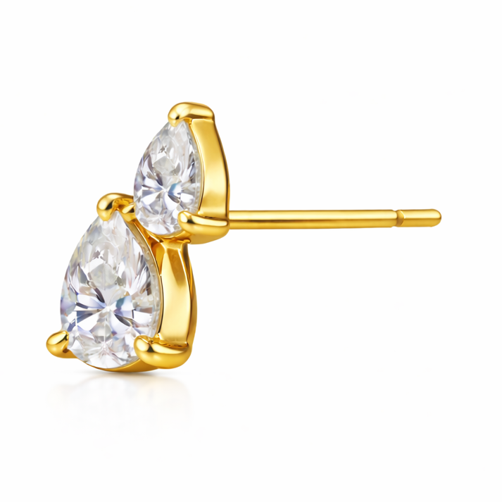 Double Diamond Pear Studs
