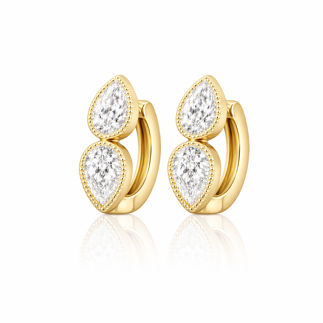 Milgraine Double Diamond Pear Huggies