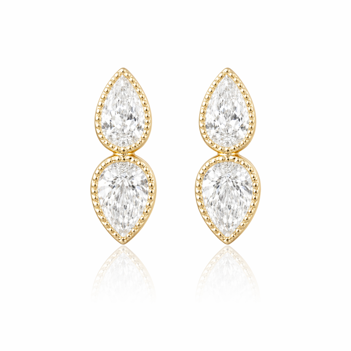 Milgraine Double Diamond Pear Huggies