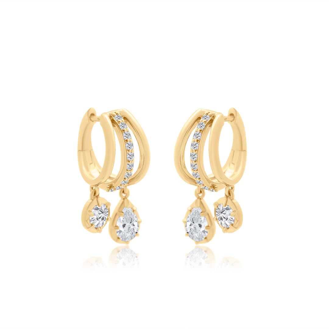 Multi-shape Diamond Dangle Huggies