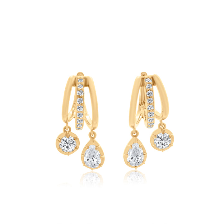 Multi-shape Diamond Dangle Huggies