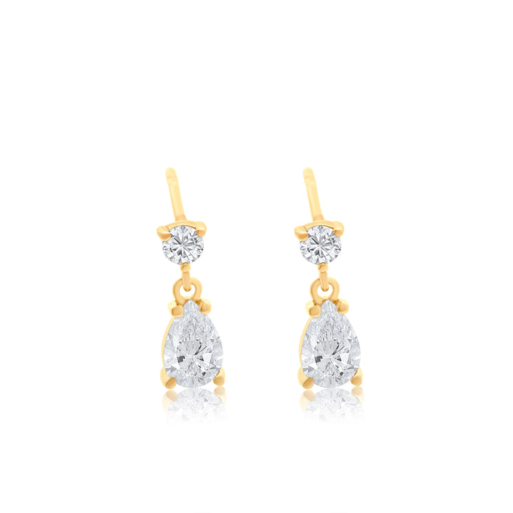 Diamond Pear Dangle Studs