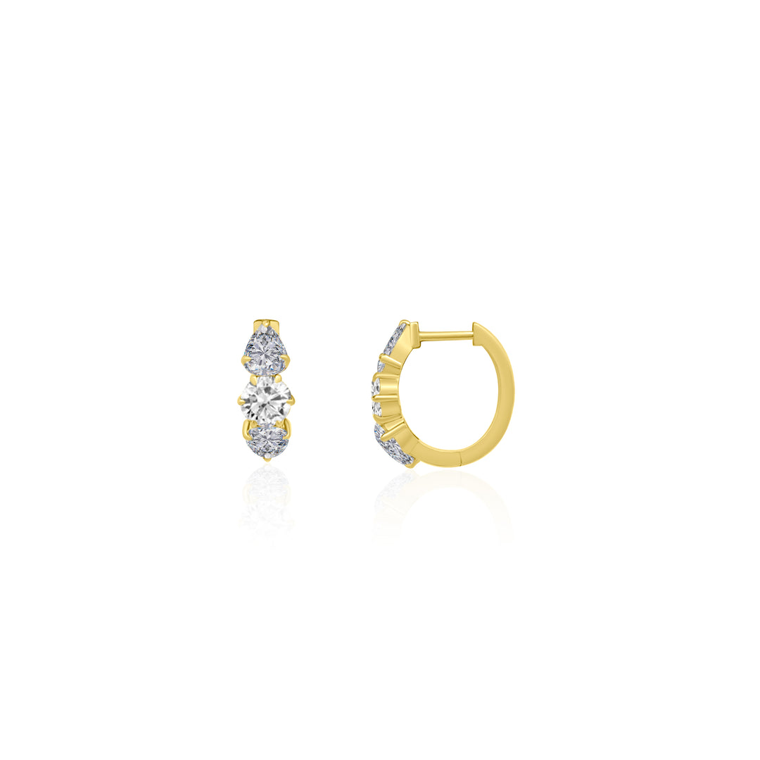 Large Three Stone Diamond Hoops
