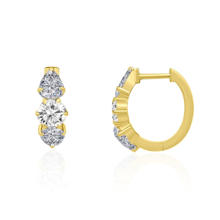 Large Three Stone Diamond Hoops