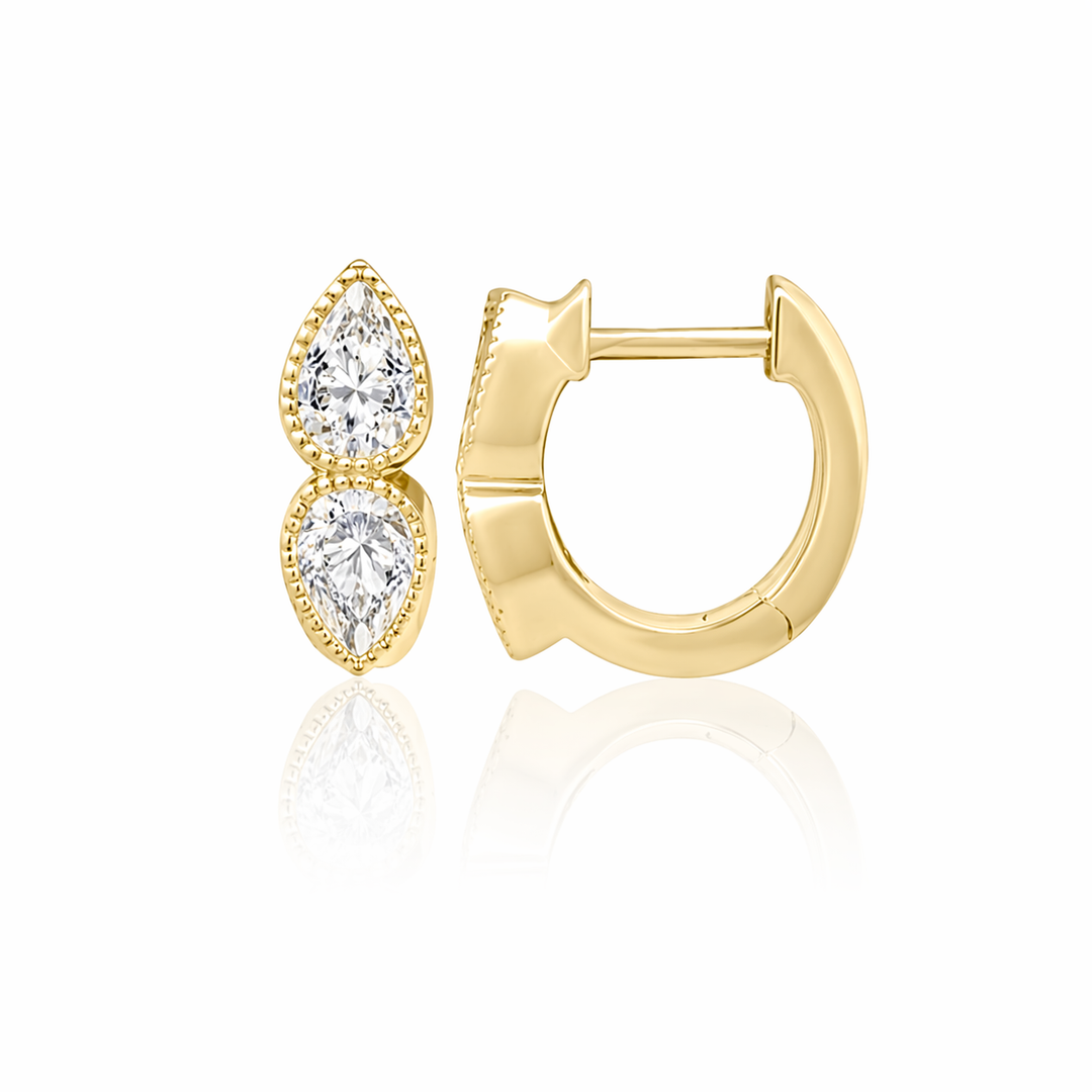 Milgraine Double Diamond Pear Huggies