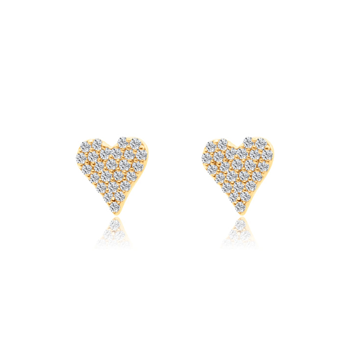 Mini Pave Diamond Heart Studs
