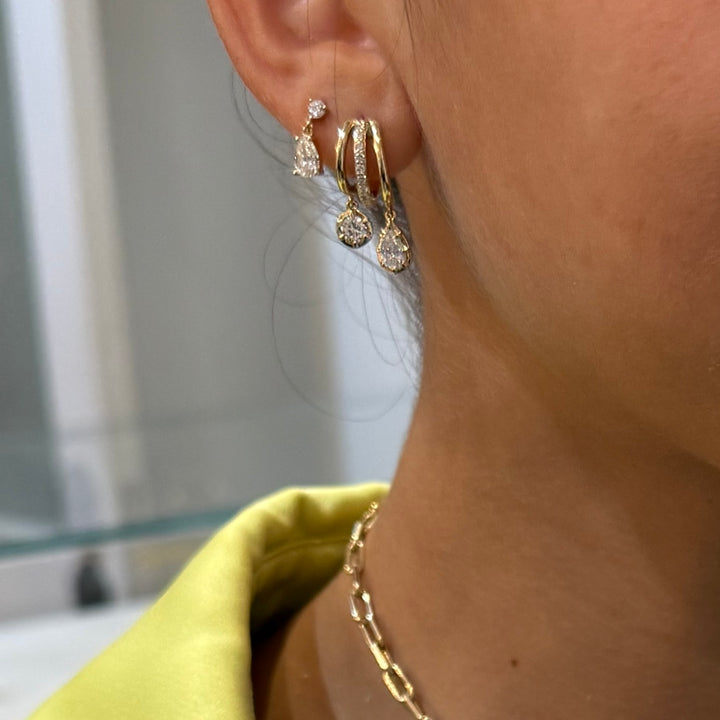 Multi-shape Diamond Dangle Huggies