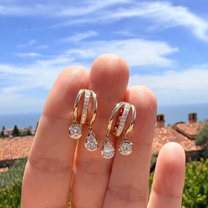 Multi-shape Diamond Dangle Huggies