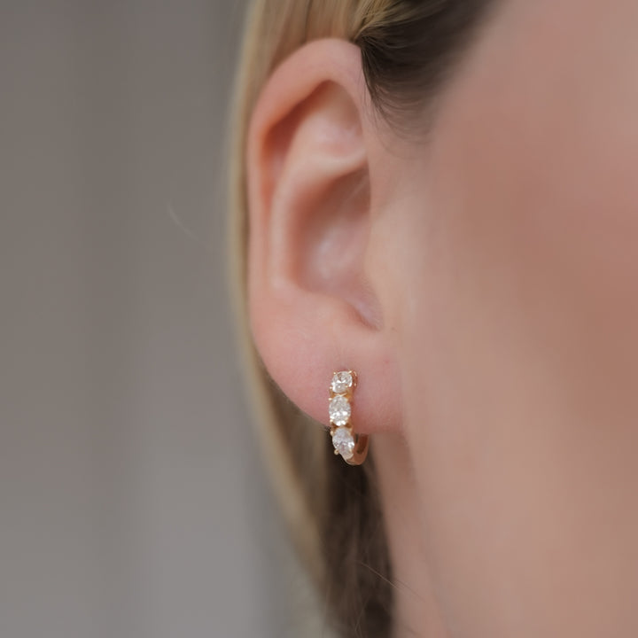 Triple Oval Diamond Huggies