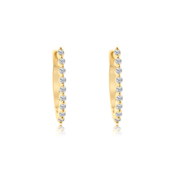 Oval Single Shared Prong Diamond Huggies