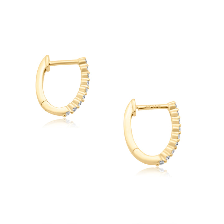 Oval Single Shared Prong Diamond Huggies