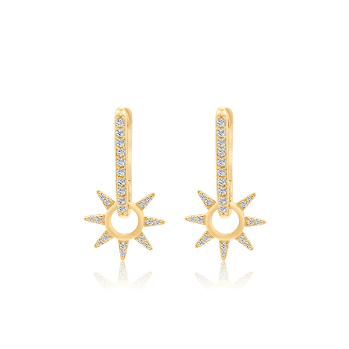 Diamond Paperclip Huggies with Floating Diamond Starburst