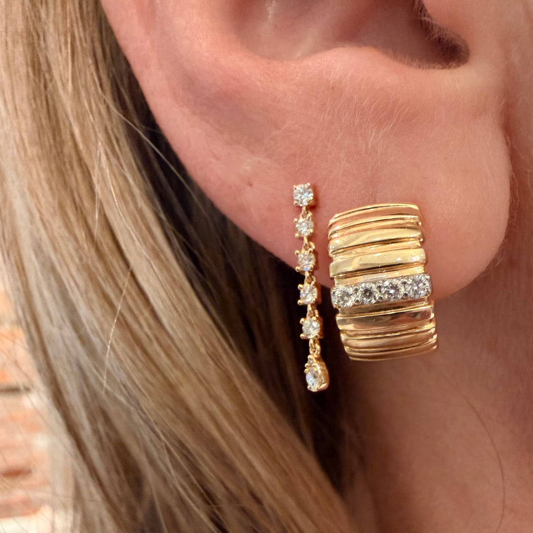 Reversible Bold Gold Diamond Huggies