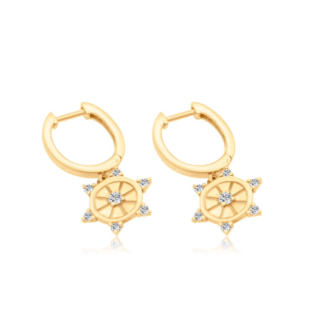 Diamond Studded Medallion Huggies