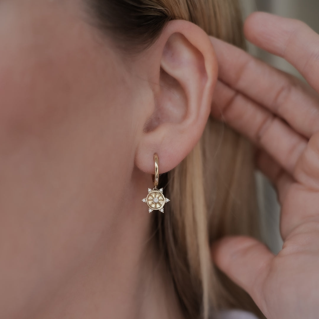Diamond Studded Medallion Huggies