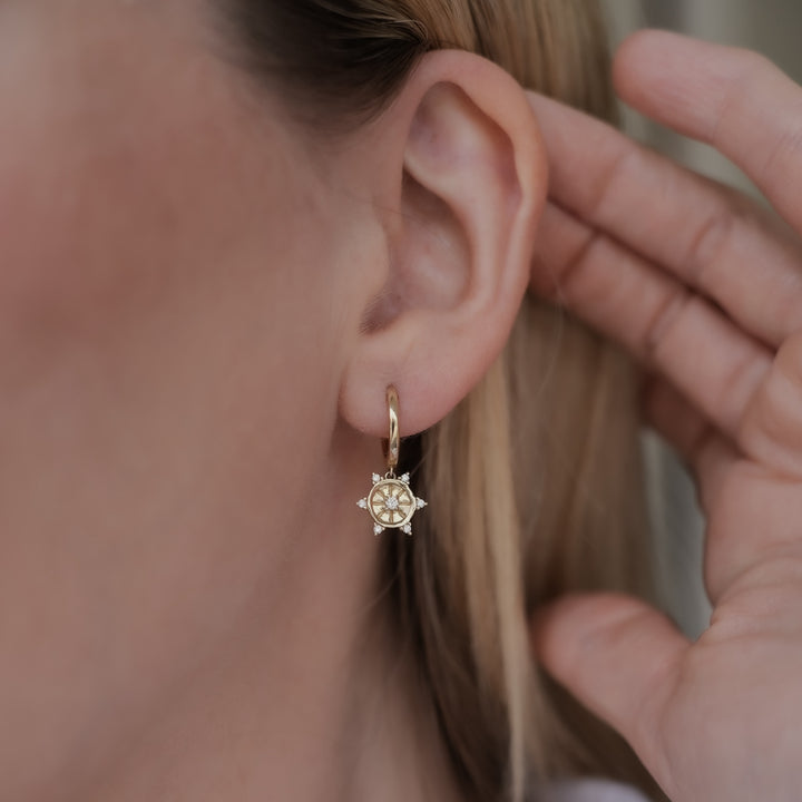 Diamond Studded Medallion Huggies