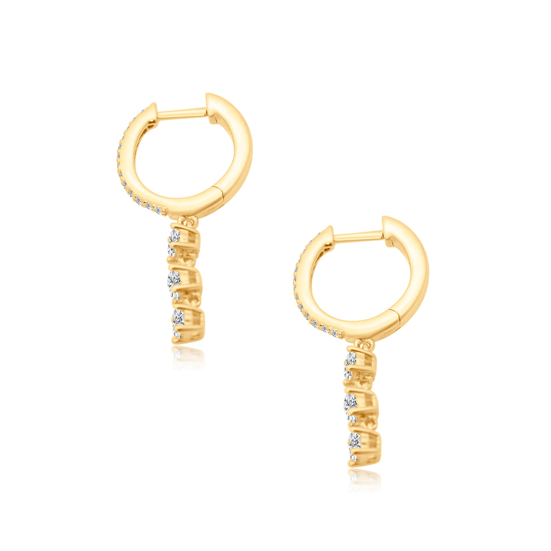 Diamond Trinity Dangle Huggies