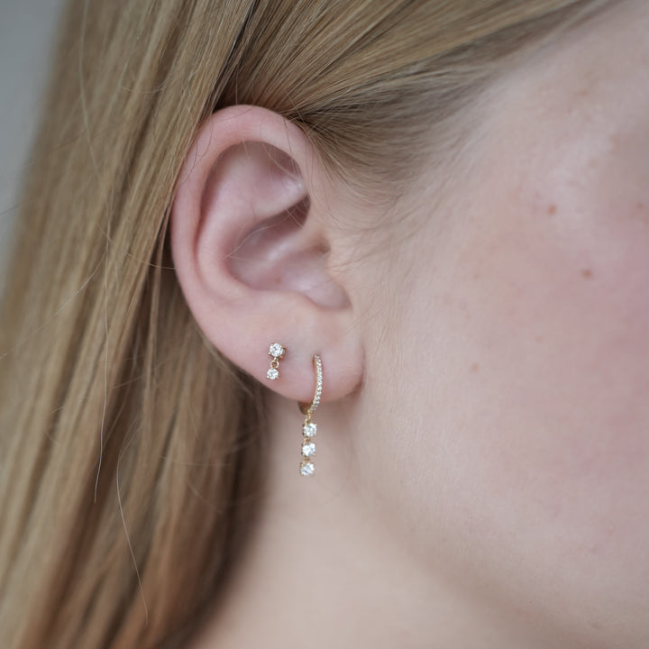 Diamond Trinity Dangle Huggies