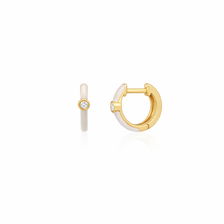 Enamel Diamond Huggies