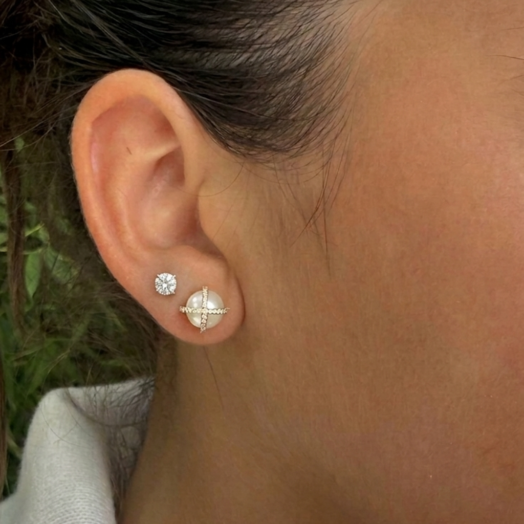 Diamond X Pearl Studs