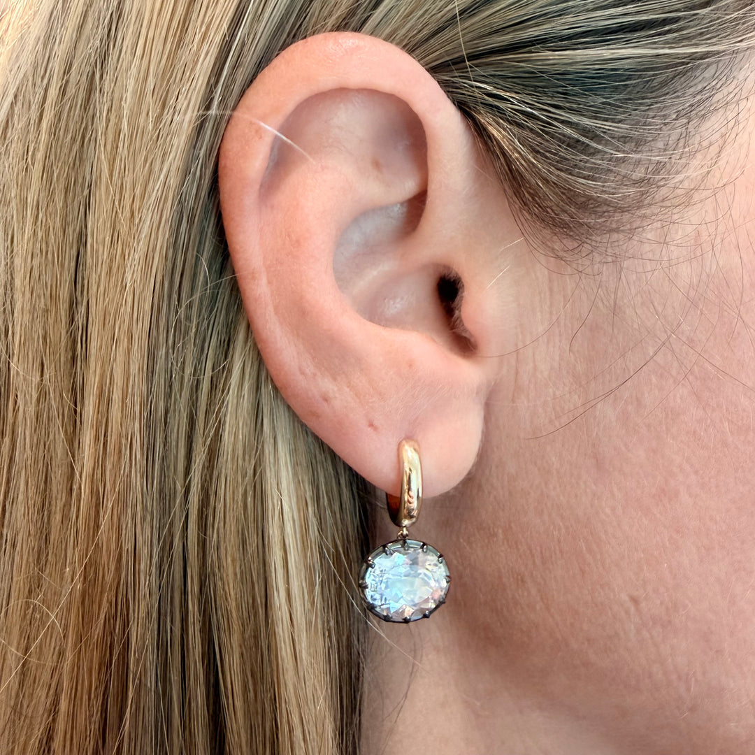 Georgian Topaz Dangle Huggies