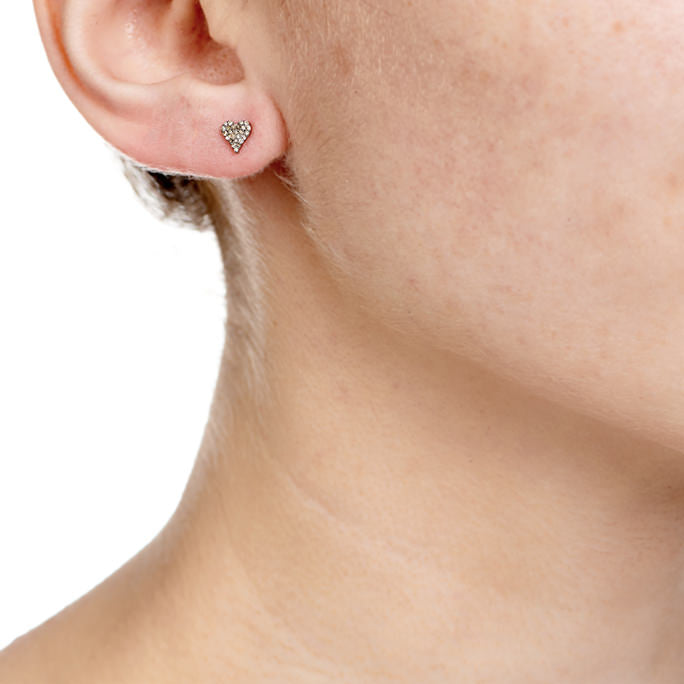 Mini Pave Diamond Heart Studs
