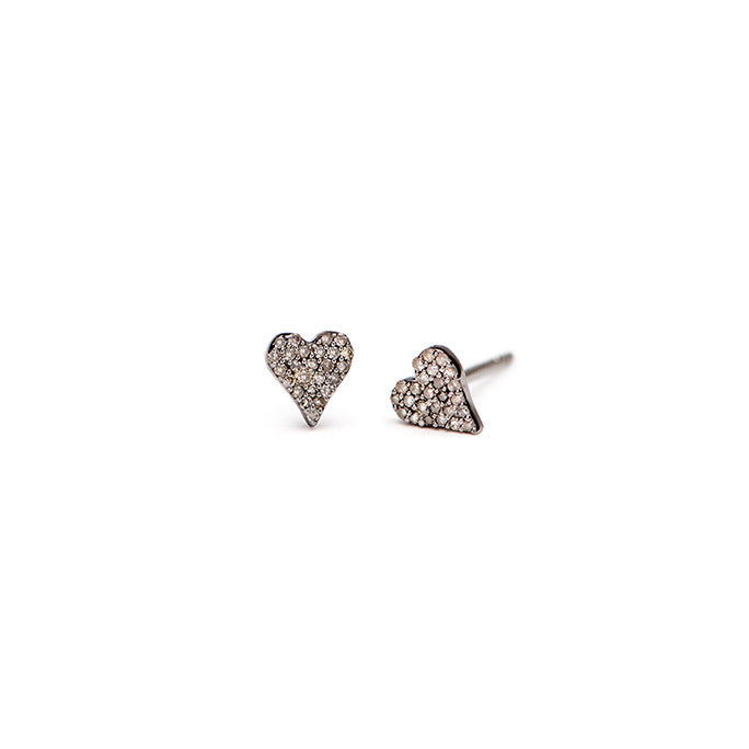 Mini Pave Diamond Heart Studs