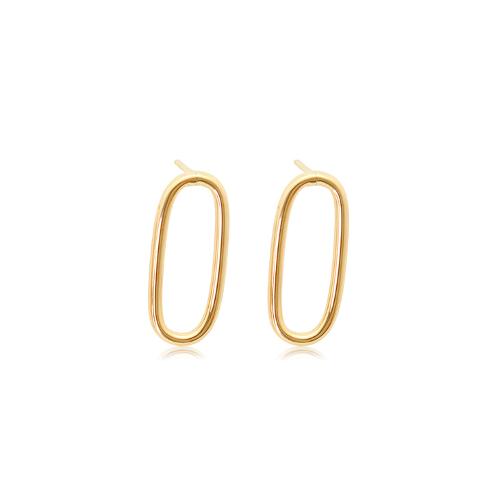 Oblong Gold Oval Stud Earrings