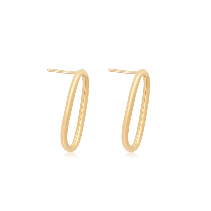 Oblong Gold Oval Stud Earrings