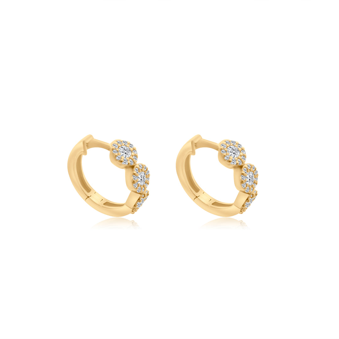 Pave Diamond Scalloped Huggies
