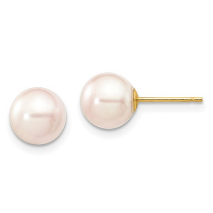 Round Pearl Stud Earrings